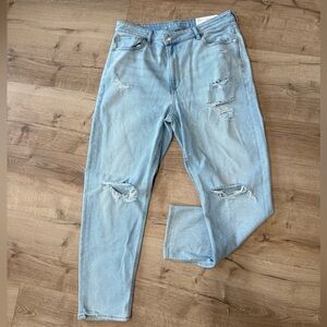 American Eagle Outfitters Sky Blue Distressed Highest Rise Mom Jeans